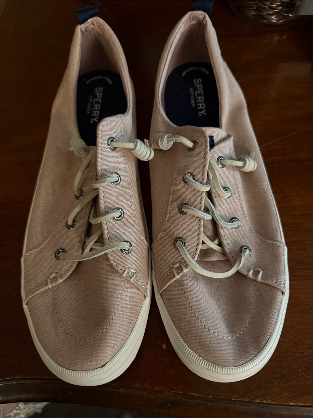 Sperry Women’s Canvas Lace-Up Sneakers in Blush Pink